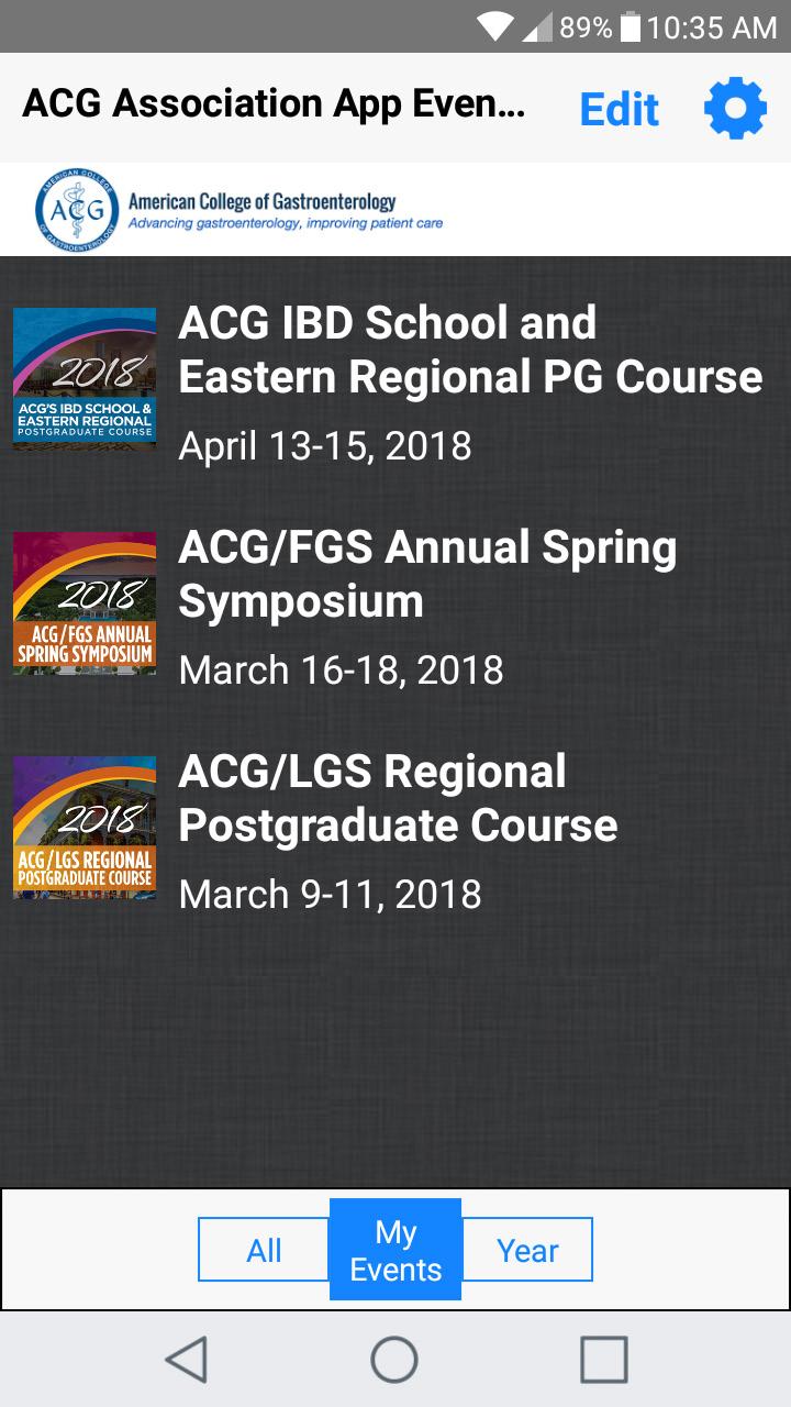 THE REGIONAL COURES SECTION OF THE APP The Regional Courses section of ACG Mobile houses current and past apps for all of ACG s Regional