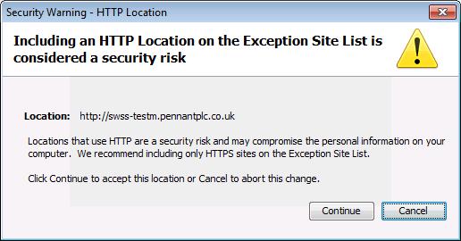 16. Return to the Exception Site List dialog, and press the Add button: 17.