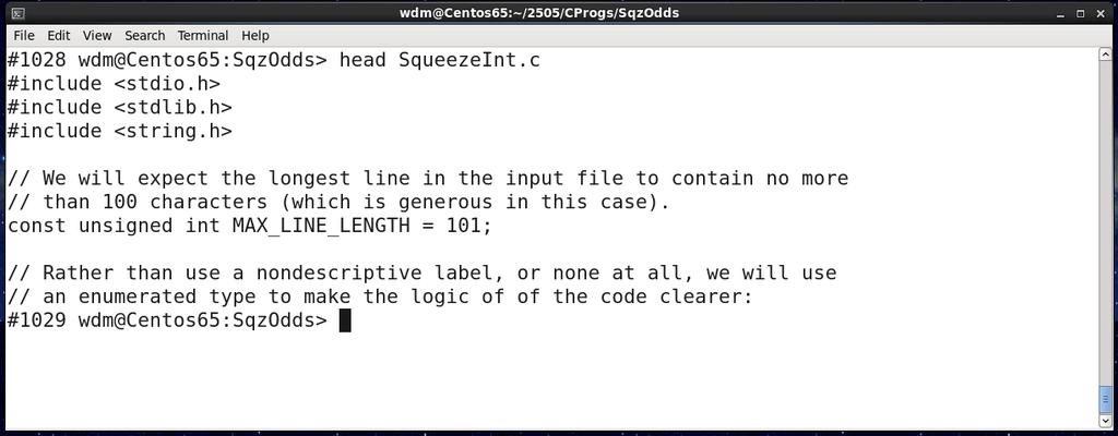 Viewing a File: head and tail 20 You can view the first few lines of a file by using the head command: You can control
