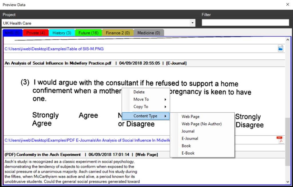 Moving and Copying Captured Information You can also move or copy previously captured information between projects and categories. A very useful tool as research projects grow.