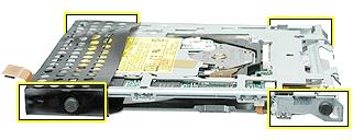 5. Important: To prevent damage to the optical drive, handle the drive only by the corners of the drive