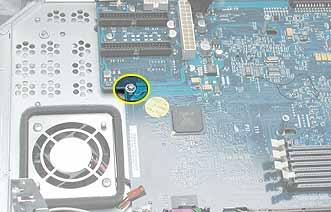 Processor stiffener Note: The replacement logic board does not include the heatsink, processor, processor stiffener, memory DIMMs, modem, Airport Card, or PCI/AGP