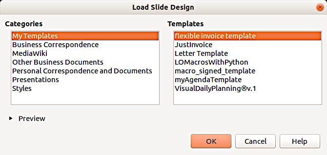 This dialog shows the slide masters already available for use. To add more slide masters, click the Load button to open the Load Slide Design dialog (Figure 24).