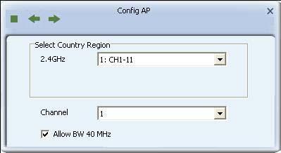 default name SoftAP-58. Step 2. Here you can select country region and set the AP s channel.