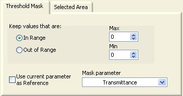 2.4.1 THRESHOLD MASK. Max and Min define the range for the threshold mask. In Range will keep all pixels that are within the range defined by Max and Min. Pixels outside of this range will be masked.