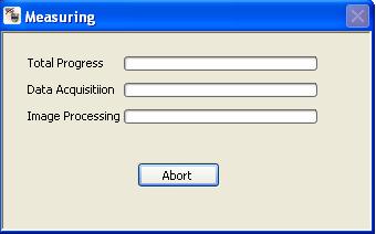 Press the Scan Button to perform the measurement. The following progress dialog box will appear. The Total Progress indicator shows which point in the scan is currently being acquired.