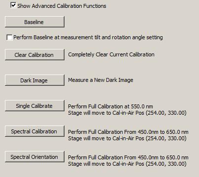 1) Perform Spectrum Orientation Calibration from {min wavelength} to {max wavelength}: Performs the same function as the Spectral Orientation Button described in Section 2.