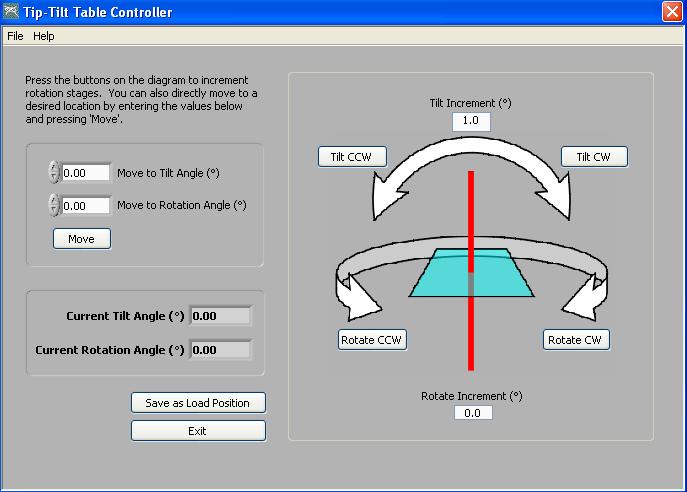 2.9.14 LAUNCH TIP TILT CONTROLLER Launch the Tip Tile Controller window as the following figure shown.