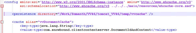 Ecache.xml Verify/update the ehcache.xml to point to the persistent cache storage location Artifact: ehcache.zip Location/File: <App Server>\webapps\VirtualViewerJavaHTML5\WEB-INF\ehcache.
