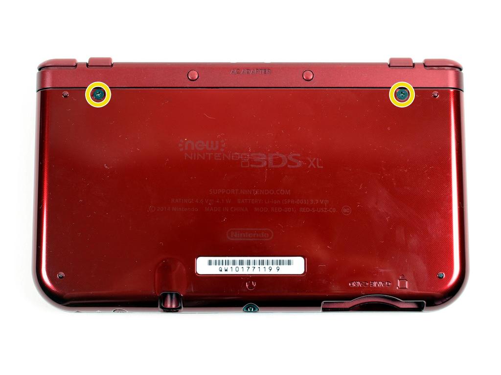 Step 1 Battery Ensure your device is powered off before proceeding. Failure to do so may result in electrical shock or damage to the device. Place the 3DS upside down.