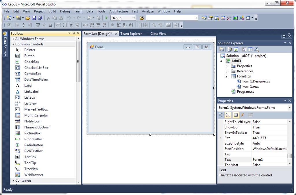 1 2 3 4 Hình 3: Màn hình VS. NET phục vụ cho việc tạo project Windows Form Bước 3.