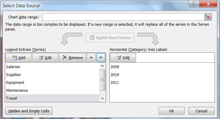 Change the Order of the Data Series 1. Select the Chart. 2. Click on the Design tab of the Ribbon. 3. Click on the Select Data tool l. The Select Data Source dialog box displays. 4.