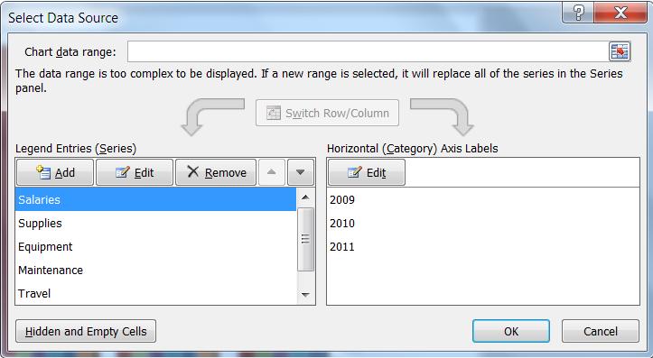 Remove a Data Series 1. Select the Chart. 2. Click on the Design tab of the Ribbon. 3. Click on the Select Data tool.