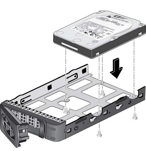 2. Pull out the disk tray. 3. Remove the screws and the old 2.5-inch HDD or SSD from the tray. 4. Place the new 2.5-inch HDD or SSD in the disk tray. 5. Secure the drive in the tray using the screws.