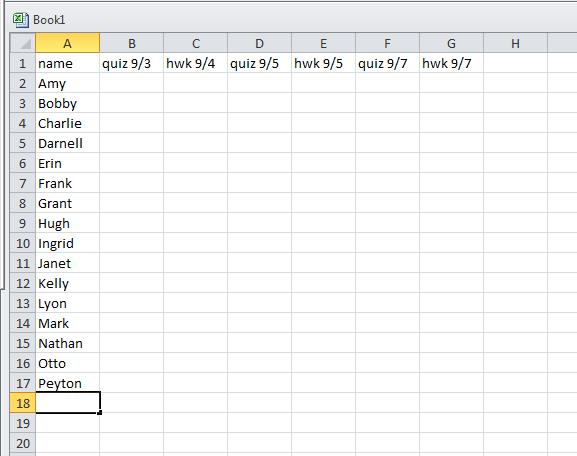 2. Enter data into spreadsheet.