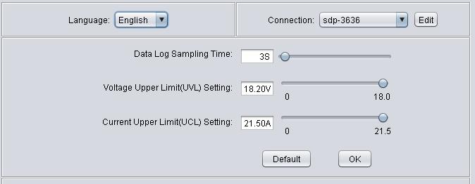 7 Set Upper limited of Voltage and Current Select Setting tab to configure Voltage Upper Limit (UVL) and Current Upper Limit (UCL).