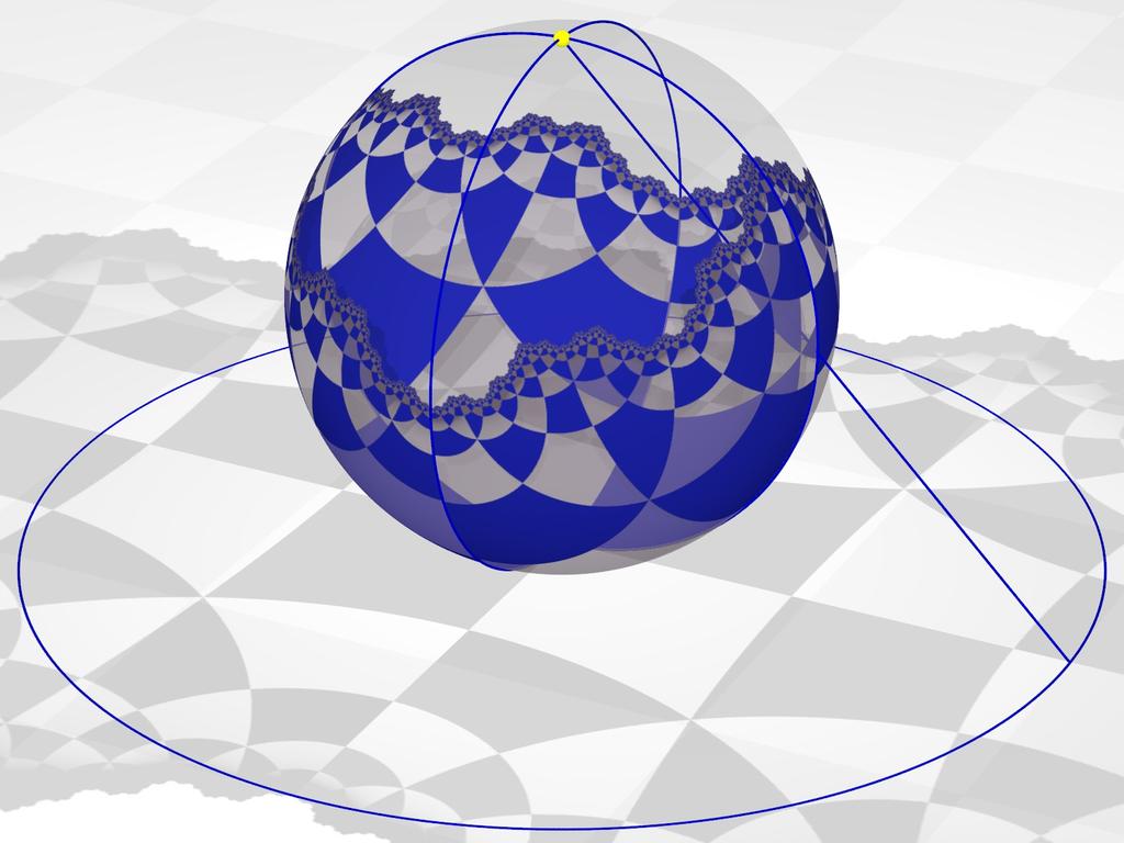 Bending Circle Limits Figure 7 : Tiling for Fig 4 Figure 8 : Tiling for Fig 5 Figure 9 : Tiling for Fig 6 on the surface of the sphere (see Fig. 5).