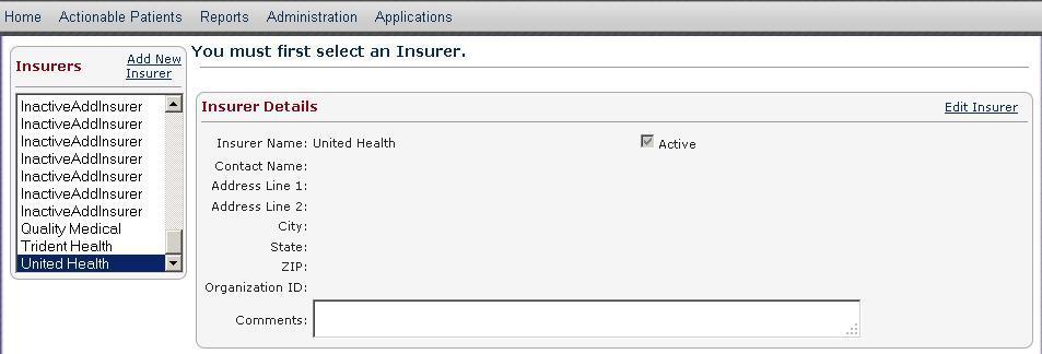 Result A new insurer has been added to DocSite. Figure 29.- Add a New Insurer G.