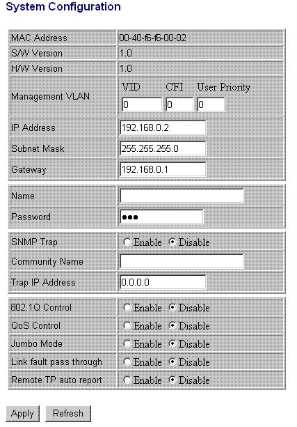 4.4 System Configuration Description MAC Address The MAC address factory configured for the unit It can not be changed in any cases.