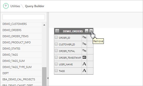 Chapter 4 Using Query Builder The selected object appears in the Design Pane. The icon next to the column name represents the type of the column. 3.