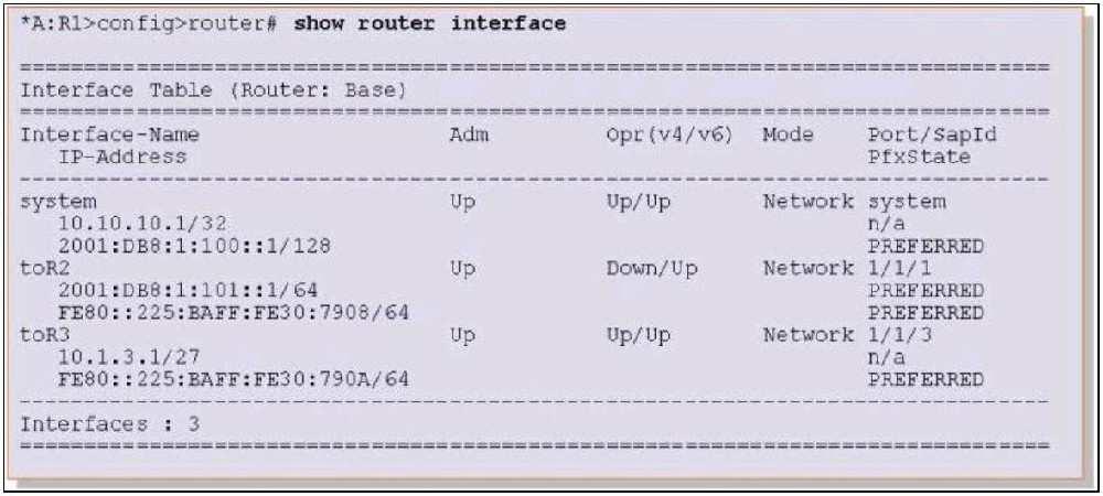 A. The system interface is configured with IPv6 address 2001DB8 1:100:1/128 B. All interfaces are configured for IPv4 and IPv6. C.