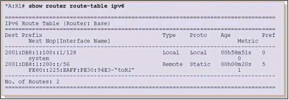 A. Configure router ipv6 static-route 2001:DB8:1:200::/56 next-hop FE80::225:BAFF:FE30:94E3 B. Configure router ipv6 static-route 2001:DB8:1:200::/56 next-hop FE80::225:BAFF:FE30:94E3- tor2 C.