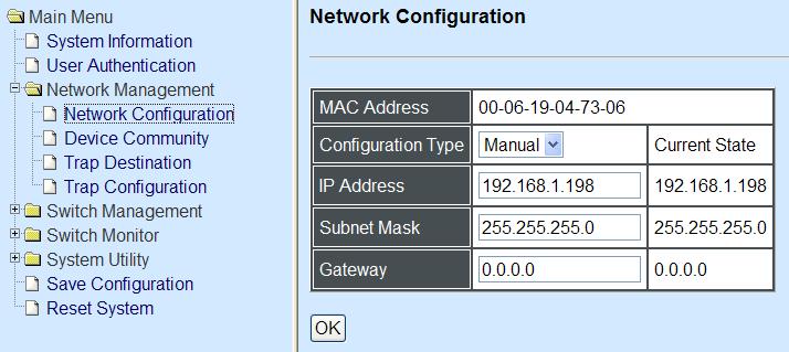 Device Community: View the registered SNMP community name list. Add a new community name or remove an existing community name. 3. Trap Destination: View the registered SNMP trap destination list. 4.