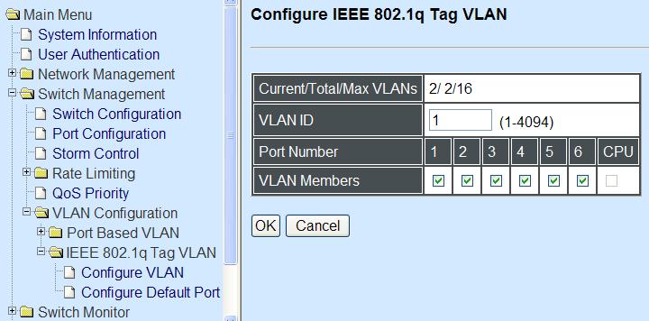 Current/Total/Max VLANs: View-only field. Current: This shows the current VLAN number. Total: This shows the number of total registered VLANs.