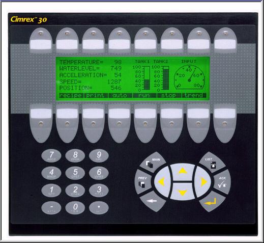 Cimrex 30 Cimrex 30 The Cimrex 30 provides an excellent solution for applications where simple graphic display of information is required in addition to standard text display.