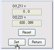 c) Specify the desired measurement region with the cursor and then click the Set Button.