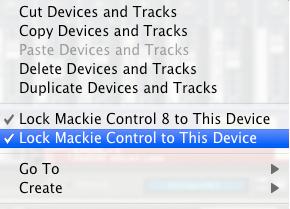Right-click a module in your Reason project and select Lock Mackie Control to this Device to lock it to