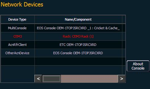 CEM3 Integration Eos Family consoles can configure dimmers and receive feedback from CEM3 processors about dimmer and rack issues as long as the rack is equipped with Advanced Feature (AF) modules.