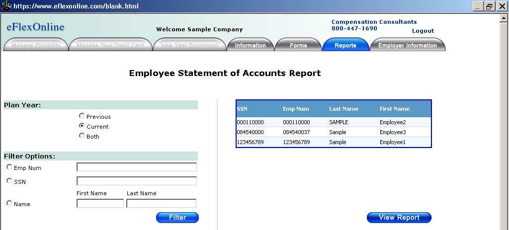 Provides current and/or previous plan year benefit information for employees/participants for any activity
