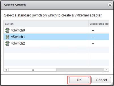 4. Select a vswitch from the list.