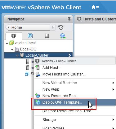 Deploy vrpa OVA Deploy the OVA on two virtual Machines at Site A, then power on the vrpas. Procedure 1. Connect to the vsphere Web Client. 2.