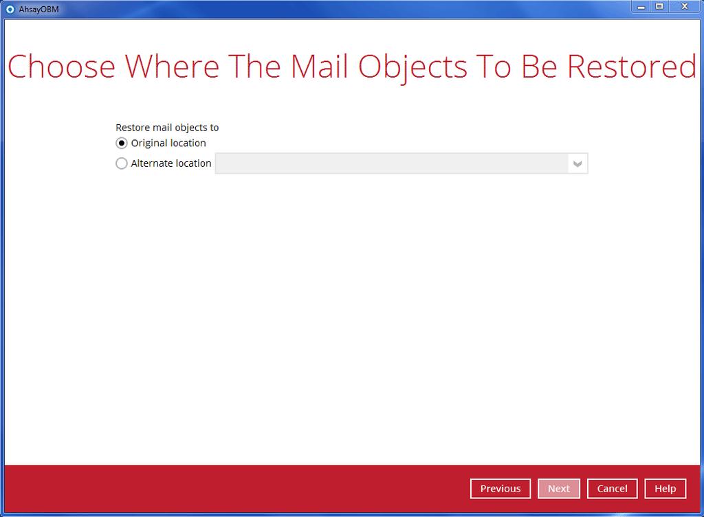 6. Select the destination you would like the mail objects to be