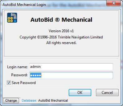 4 Getting Started 3. Login to the AutoBid Mechanical software using the credentials in the Default Passwords topic (at the end of this guide).