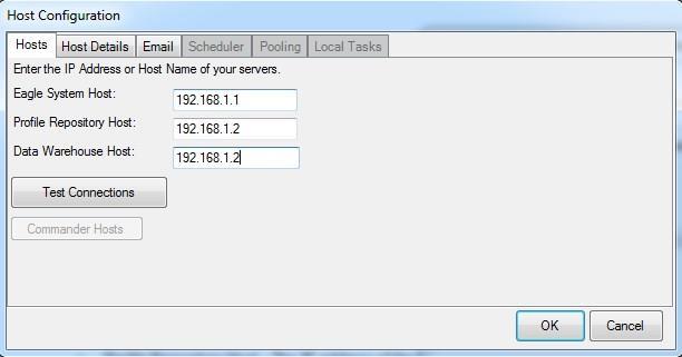 22. Check the addresses in the Host fields to make sure they match the addresses you noted earlier in step 2. Eagle System Host The IP address of the Eagle server.