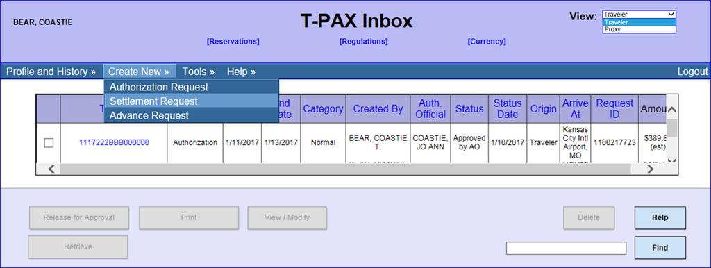 TDY Settlement With Prior Authorization Introduction This guide provides the procedures for entering a TDY Settlement when a previous Authorization was entered in TPAX.