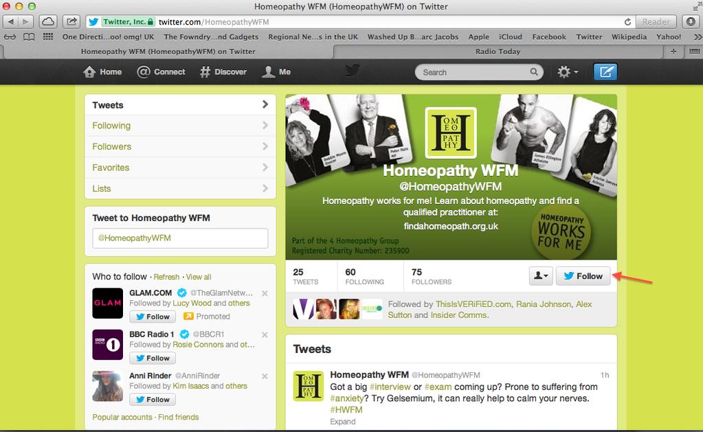 5. Once you ve begun to follow some people, you can search for the Homeopathy Worked For Me Twitter page.