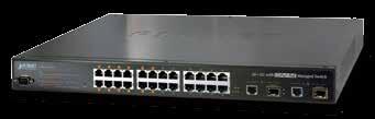 24-Port 10/100Mbps with 12-Port + 2 Gigabit TP/SFP Managed Switch Physical Port 24 10/100 Mbps Fast Ethernet ports and 12 Injector ports ( Port 1 to port 12) 2 10/100/1000Mbps TP and SFP shared combo
