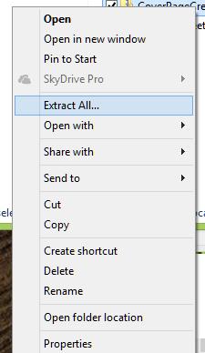 Step 8) RIGHT Click the File CoverPageCreator.zip, CHOOSE Extract ALL - Some Older Operating Systems may not have this menu item. If this is the case please send us an email at coverpage@summitokc.