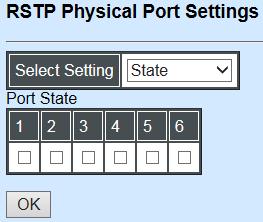 Configure Port State: Select State from the drop-down box of Select Setting.