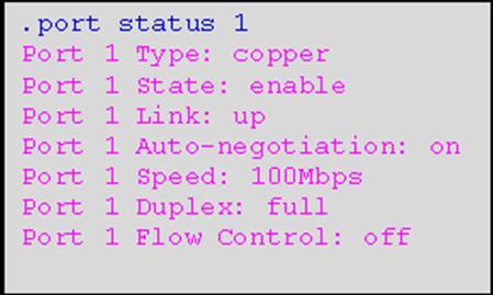 Auto-Negotiation: The function status is on or off Speed: The status of transmission speed (10Mbps/100Mbps/1000Mbps) of the port.