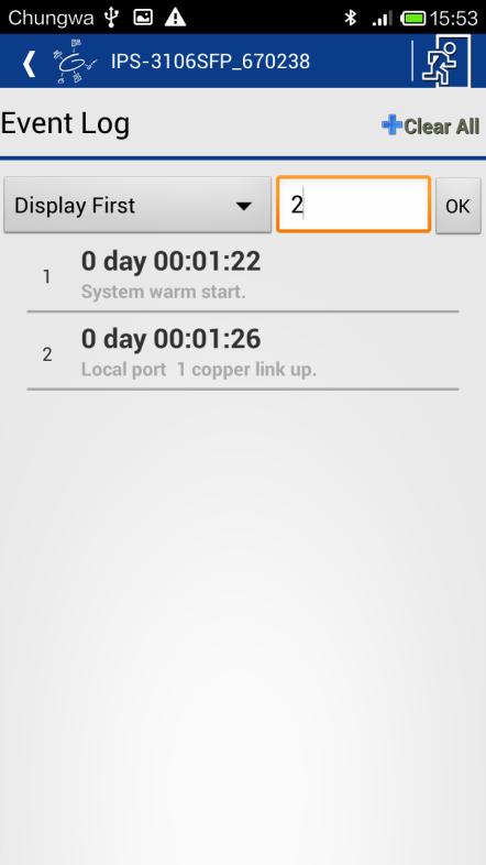 Size Box Example: Index Number Box Display First: Show event logs starting from the beginning.
