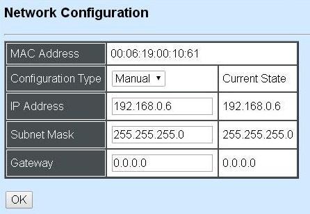 3.3.1 Network Configuration Click the option Network Configuration from the Network Management menu and then the following screen page appears.