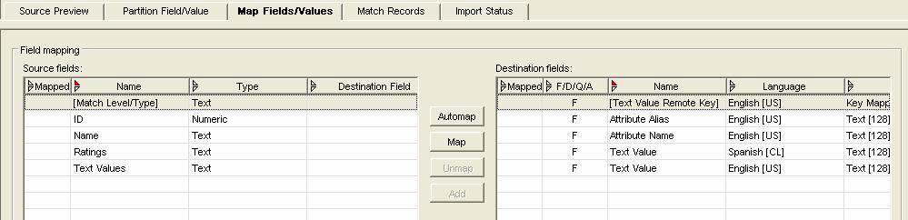 Fields/Values Tab, you