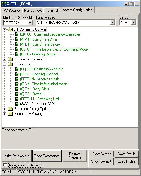 com/support/ Setup To use the X-CTU software, a module assembly (An RF modem mounted to an interface Board) must be connected to a serial port of a PC.