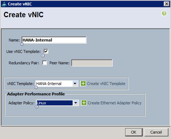 Cisco UCS Configuration Figure 93 Service Profile Template vnic Internal i. Repeat the above steps c-h for each vnic. 8. Add vnic for HANA-Storage. 9. Add vnic for HANA-Client. 10.