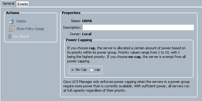 Cisco UCS Configuration Figure 32 Power Policy Power Control Policy Power Capping feature in Cisco UCS is designed to save power with a legacy data center use cases.